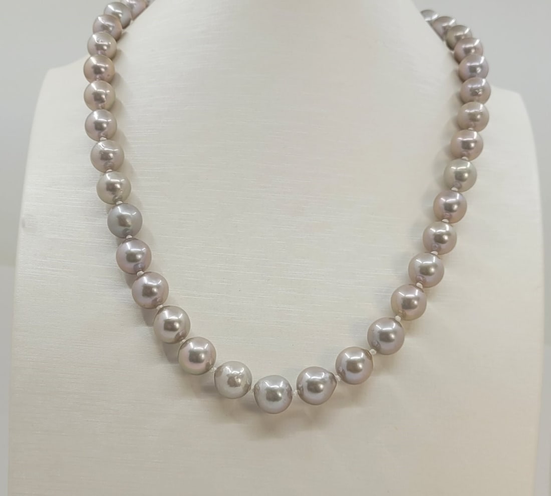 Necklace 8x10mm Grey Edison Freshwater Pearls - 4