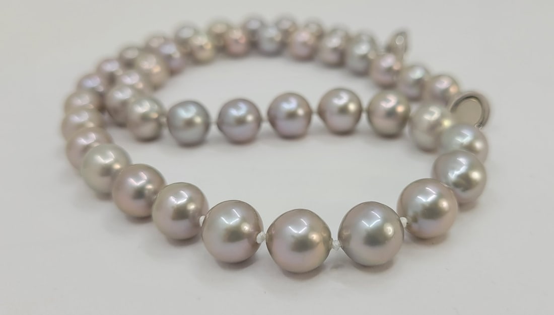 Necklace 8x10mm Grey Edison Freshwater Pearls - 7