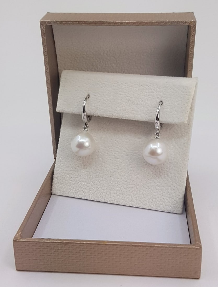 Earrings - 14 kt. White gold - 10x11mm Edison Pearls - 2