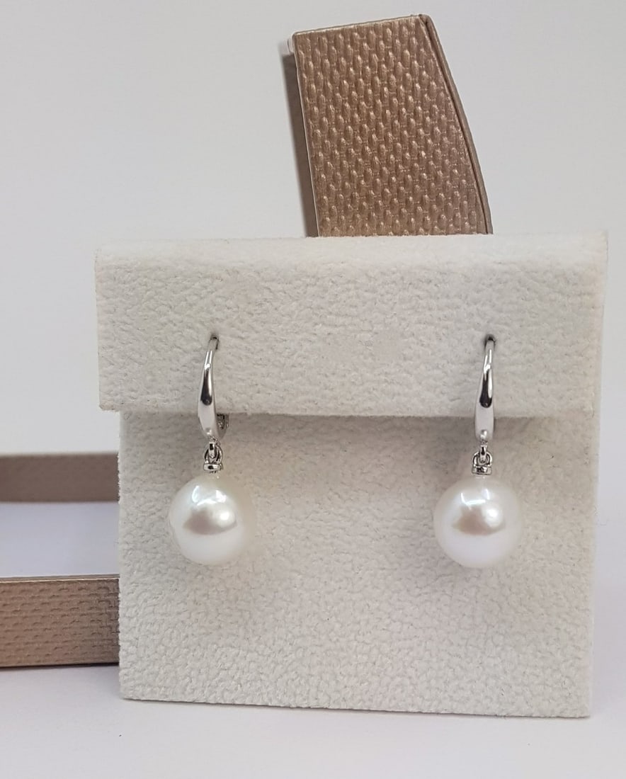 Earrings - 14 kt. White gold - 10x11mm Edison Pearls - 3