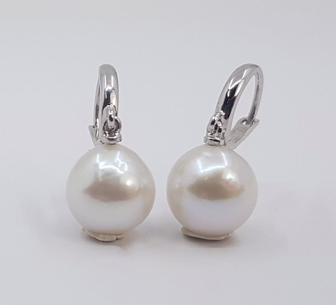 Earrings - 14 kt. White gold - 10x11mm Edison Pearls - 4