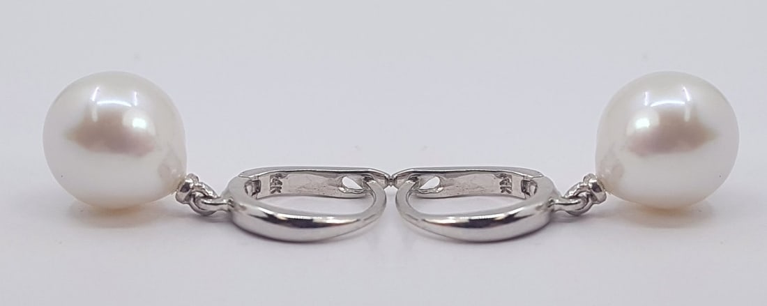 Earrings - 14 kt. White gold - 10x11mm Edison Pearls - 5