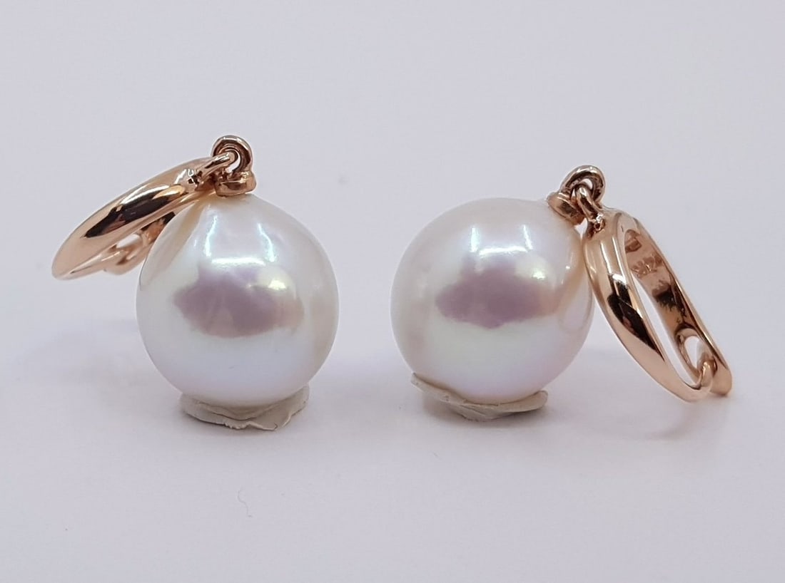 Earrings - 14 kt. Rose gold - 10x11mm Edison Pearls - 2