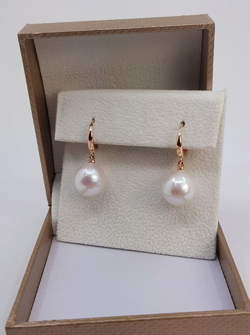 Earrings - 14 kt. Rose gold - 10x11mm Edison Pearls - 4