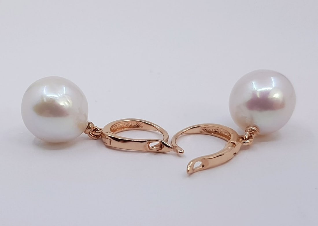 Earrings - 14 kt. Rose gold - 10x11mm Edison Pearls - 6