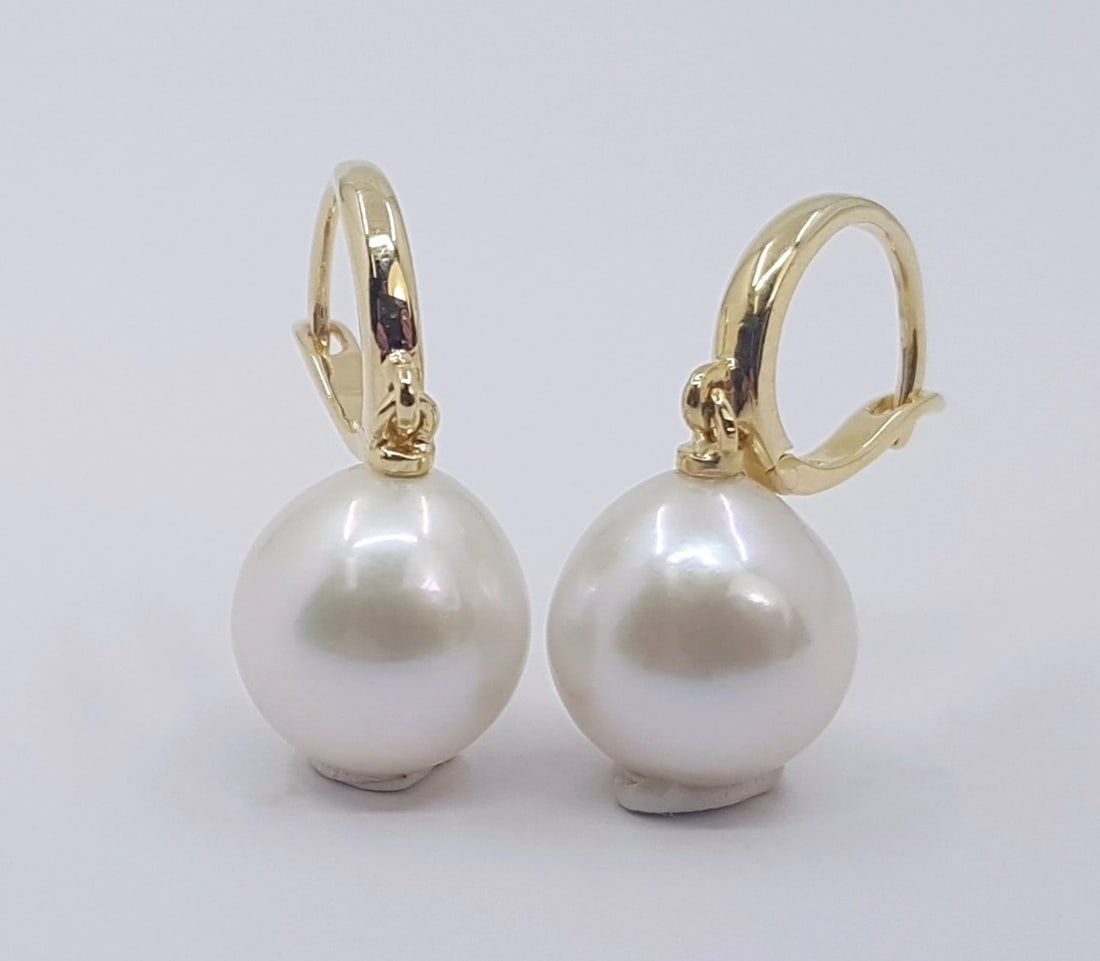 Earrings - 14 kt. Yellow gold - 10x11mm Edison Pearls - 2