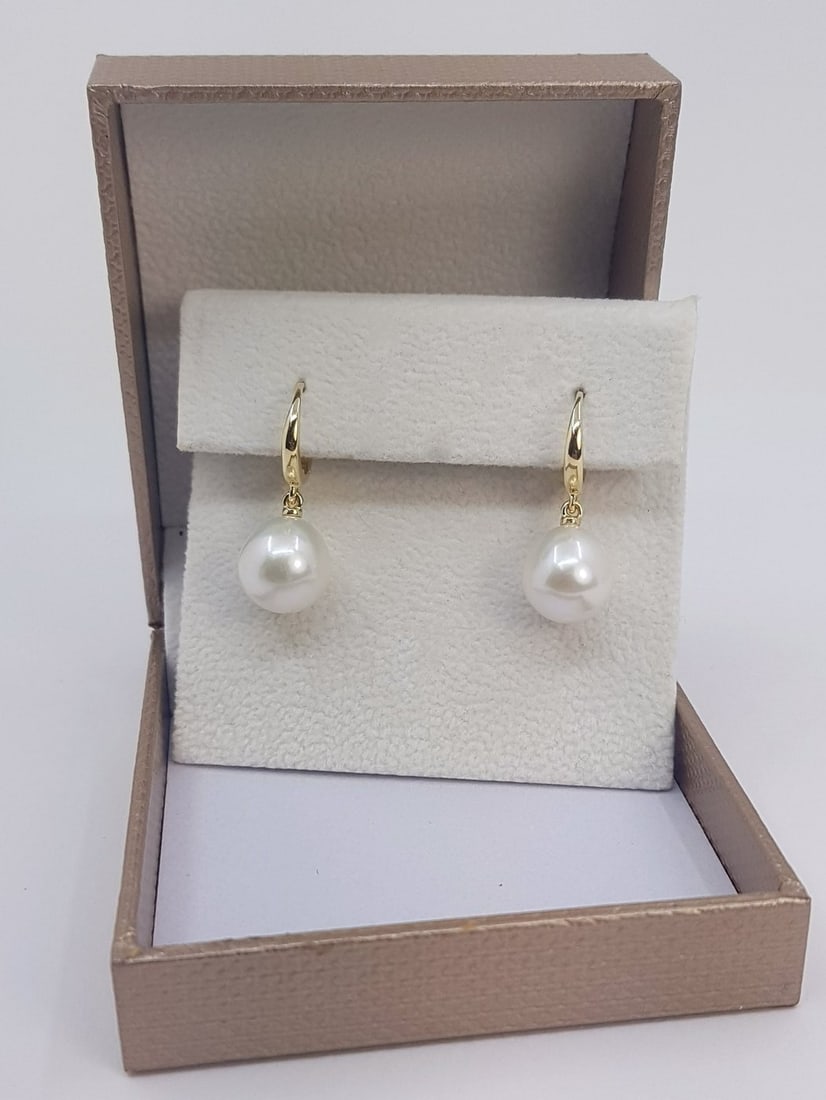 Earrings - 14 kt. Yellow gold - 10x11mm Edison Pearls - 4