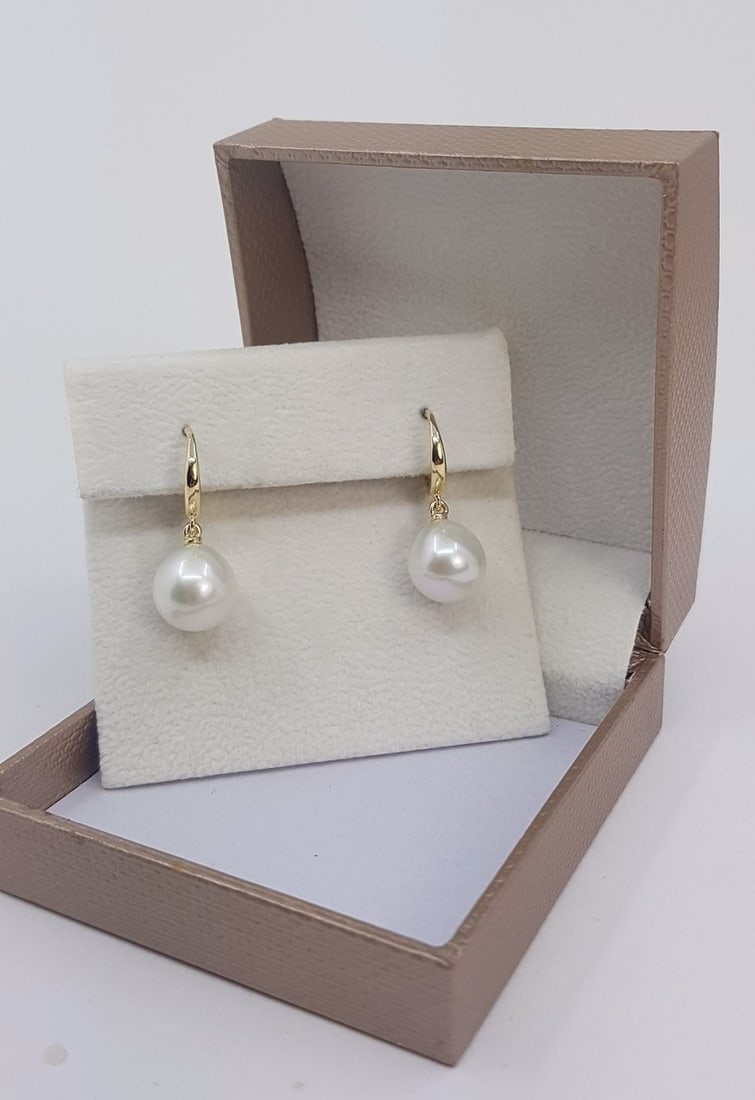 Earrings - 14 kt. Yellow gold - 10x11mm Edison Pearls - 5