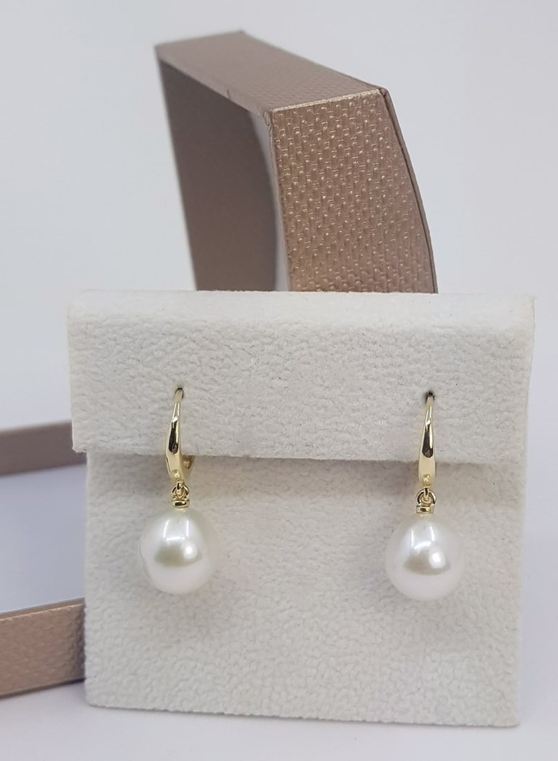 Earrings - 14 kt. Yellow gold - 10x11mm Edison Pearls - 6