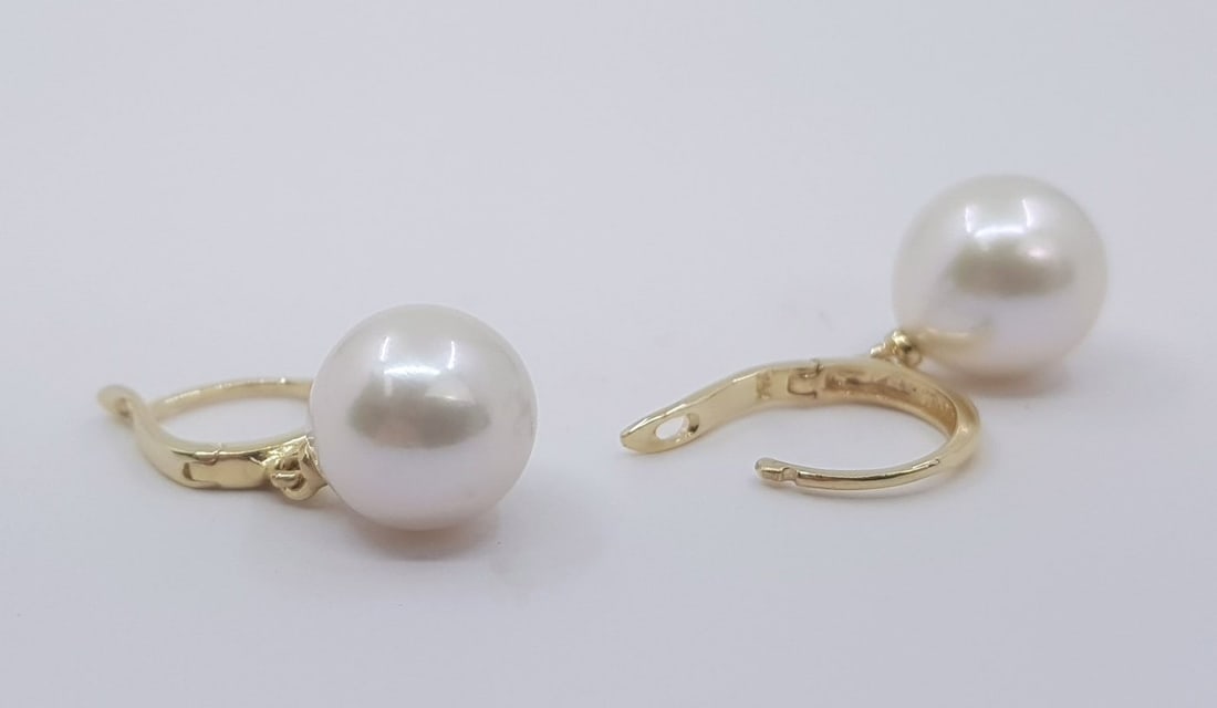 Earrings - 14 kt. Yellow gold - 10x11mm Edison Pearls - 7