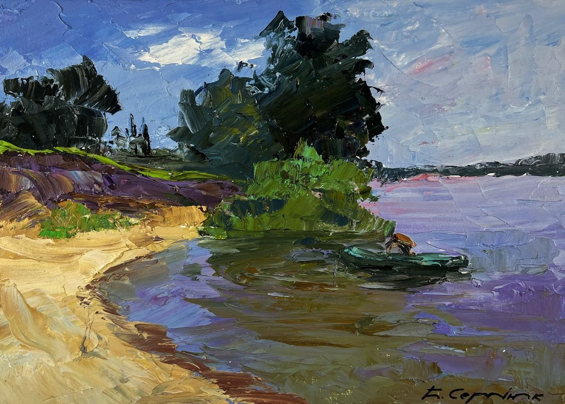 Oil painting Thoughts of a lonely fisherman Boris Serdyuk - 3