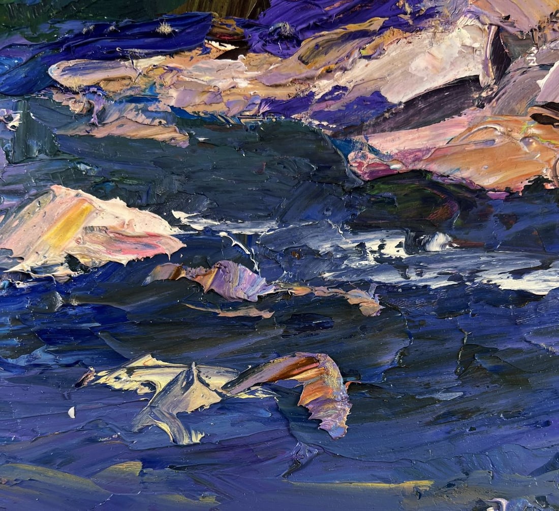 Oil painting Mountain river descending through forest Boris Serdyuk - 8