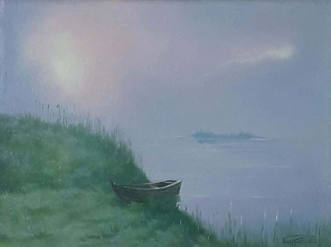 Oil painting Fisherman's morning by the river Vasily Korkishko - 2