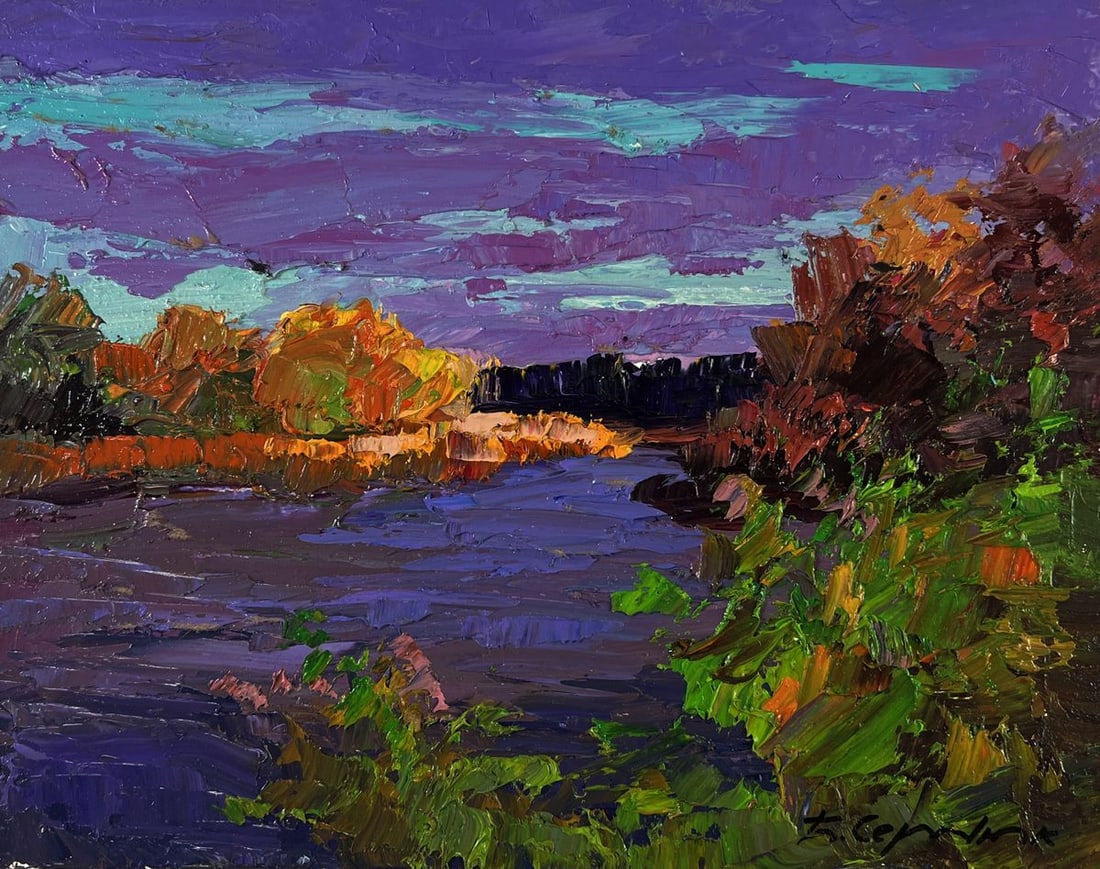 Oil painting Autumn colors in warm evening light Boris Serdyuk - 3