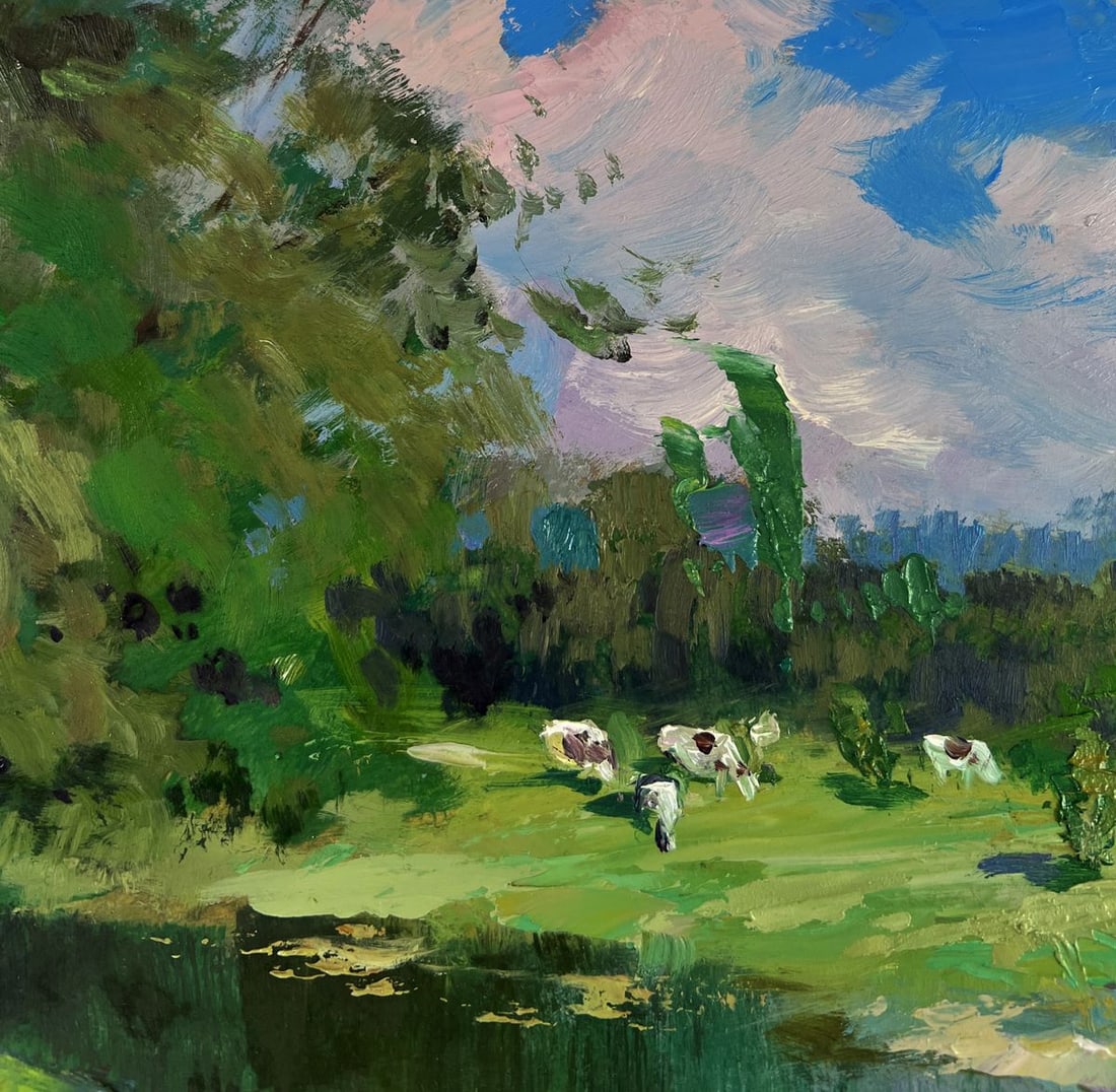 Oil painting A girl washes herself at a pond Yuriy Suprunchuk - 5