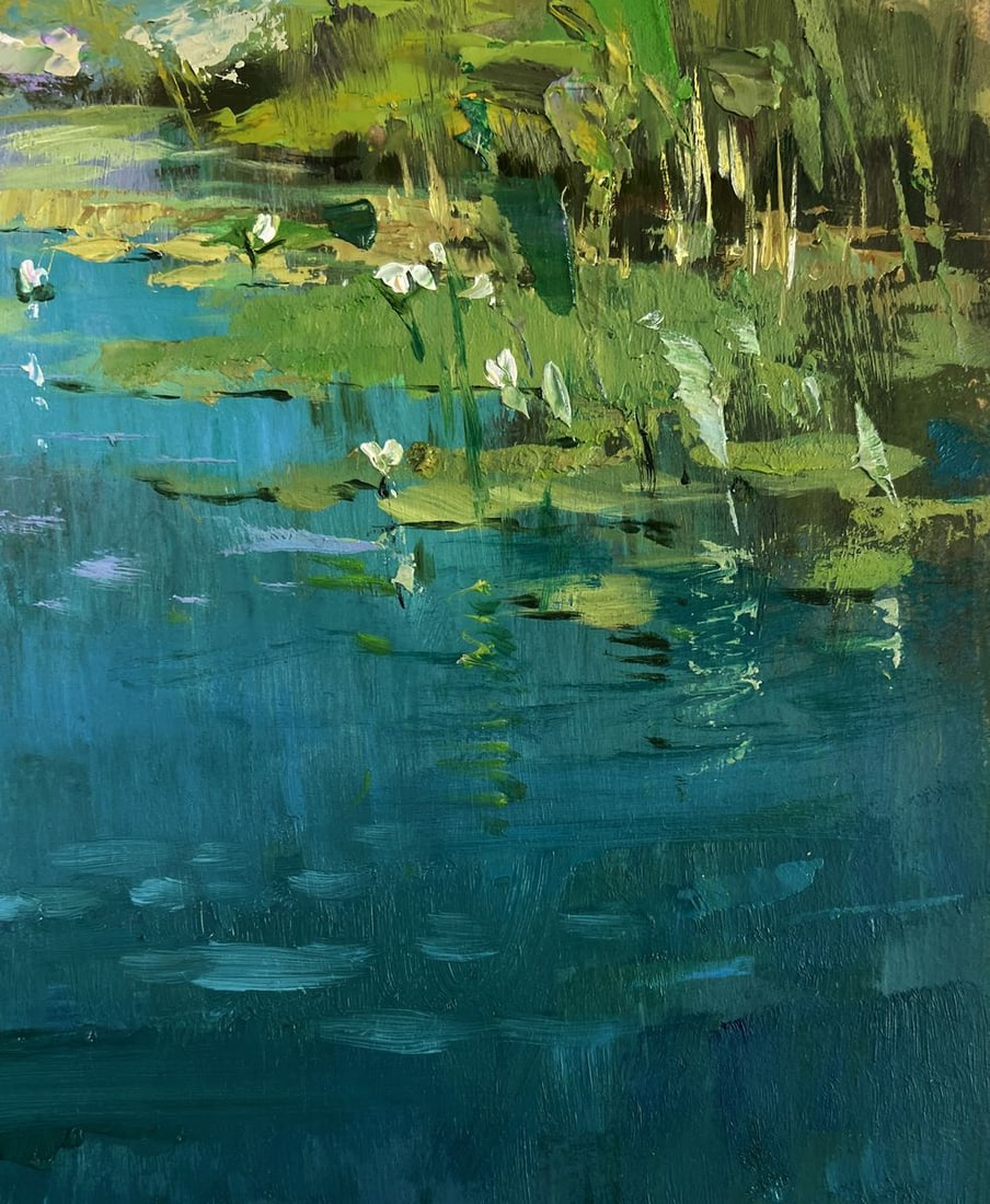 Oil painting A girl washes herself at a pond Yuriy Suprunchuk - 9