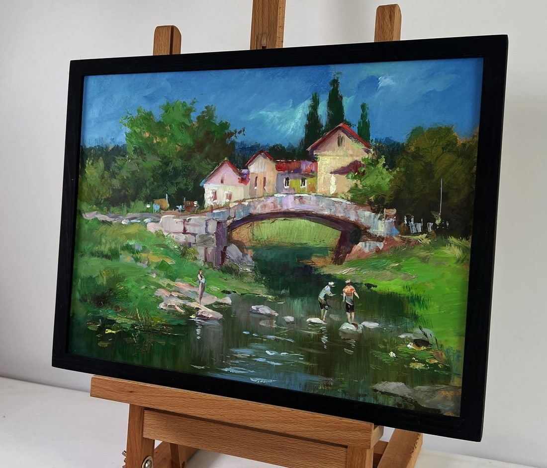 Oil painting Relaxing by the river on a summer day Yuriy Suprunchuk - 2