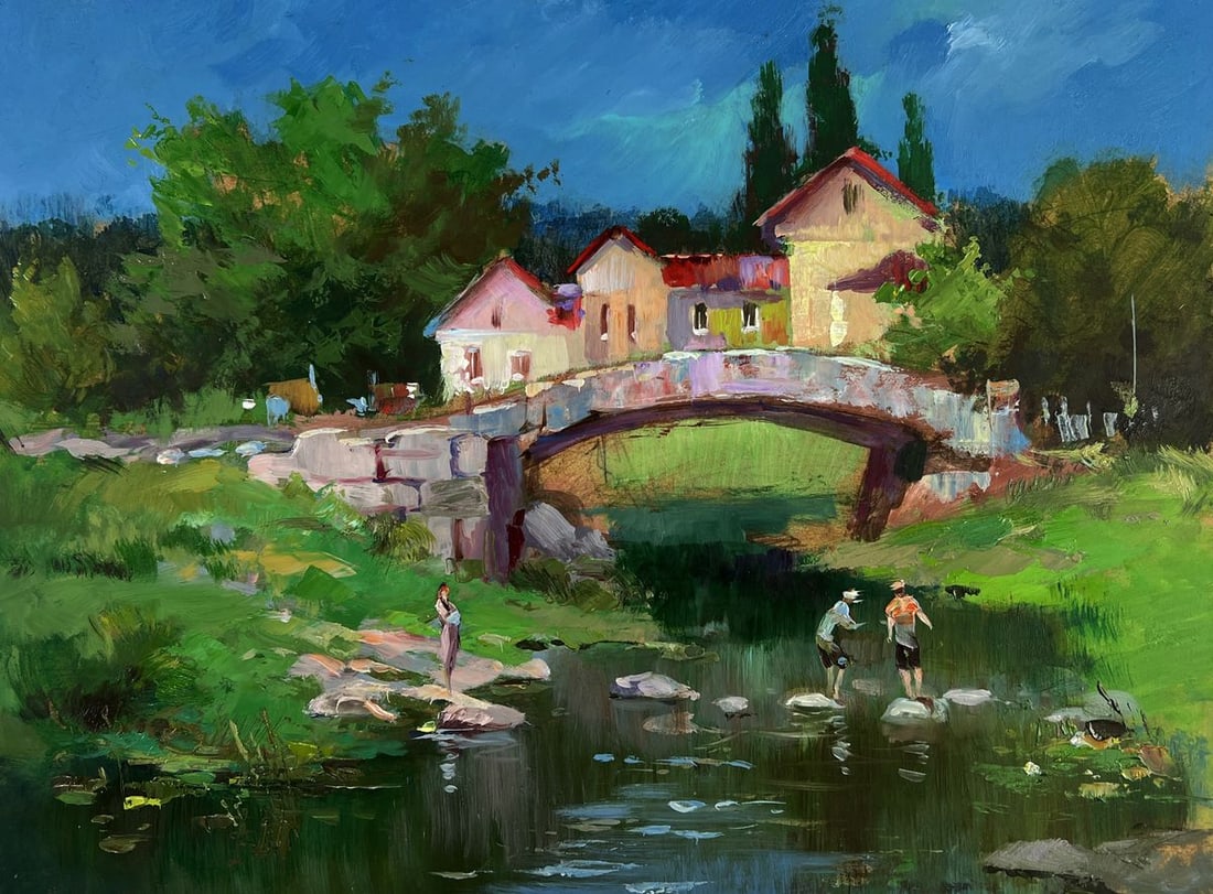 Oil painting Relaxing by the river on a summer day Yuriy Suprunchuk - 3