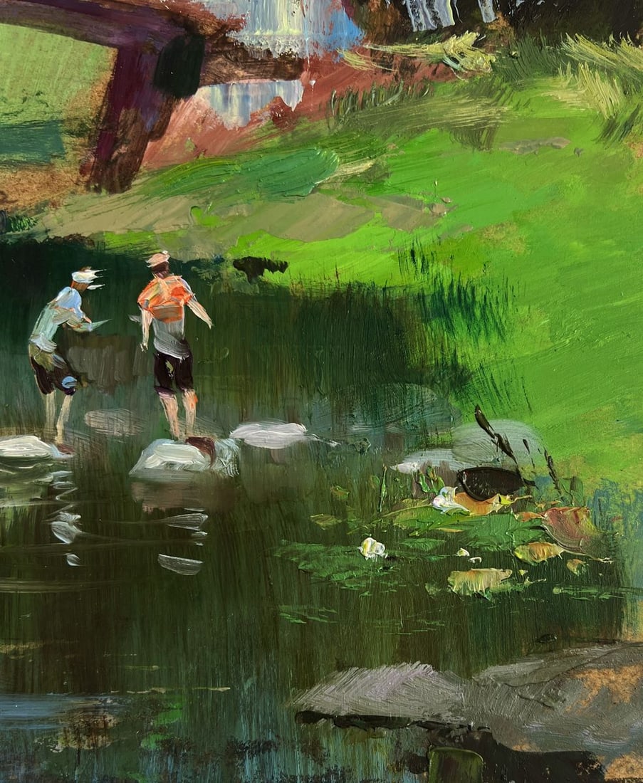 Oil painting Relaxing by the river on a summer day Yuriy Suprunchuk - 9