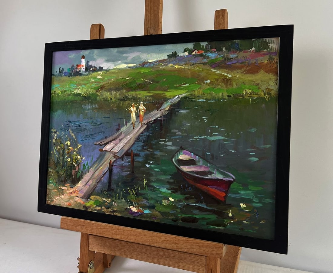 Oil painting Girls are walking by the river Yuriy Suprunchuk - 2