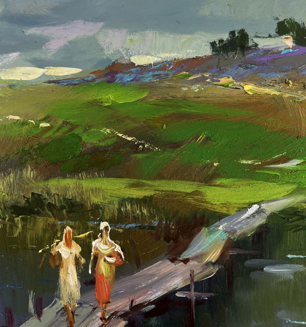 Oil painting Girls are walking by the river Yuriy Suprunchuk - 5