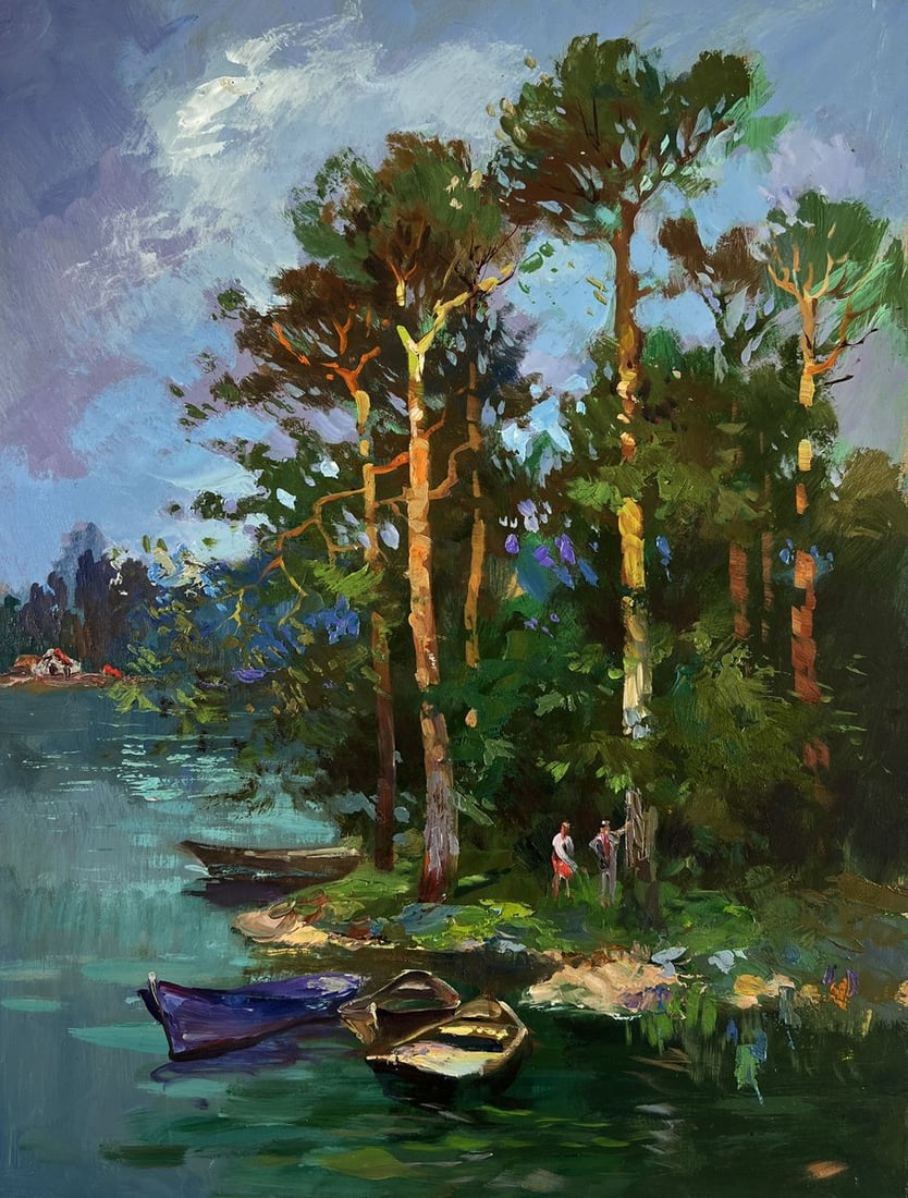 Oil painting Forest descending to the river banks Yuriy Suprunchuk - 3