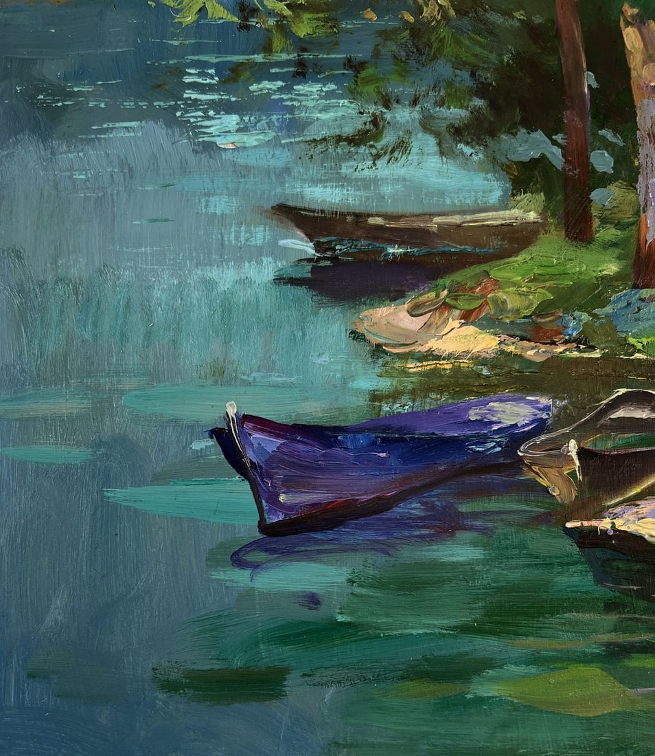 Oil painting Forest descending to the river banks Yuriy Suprunchuk - 7