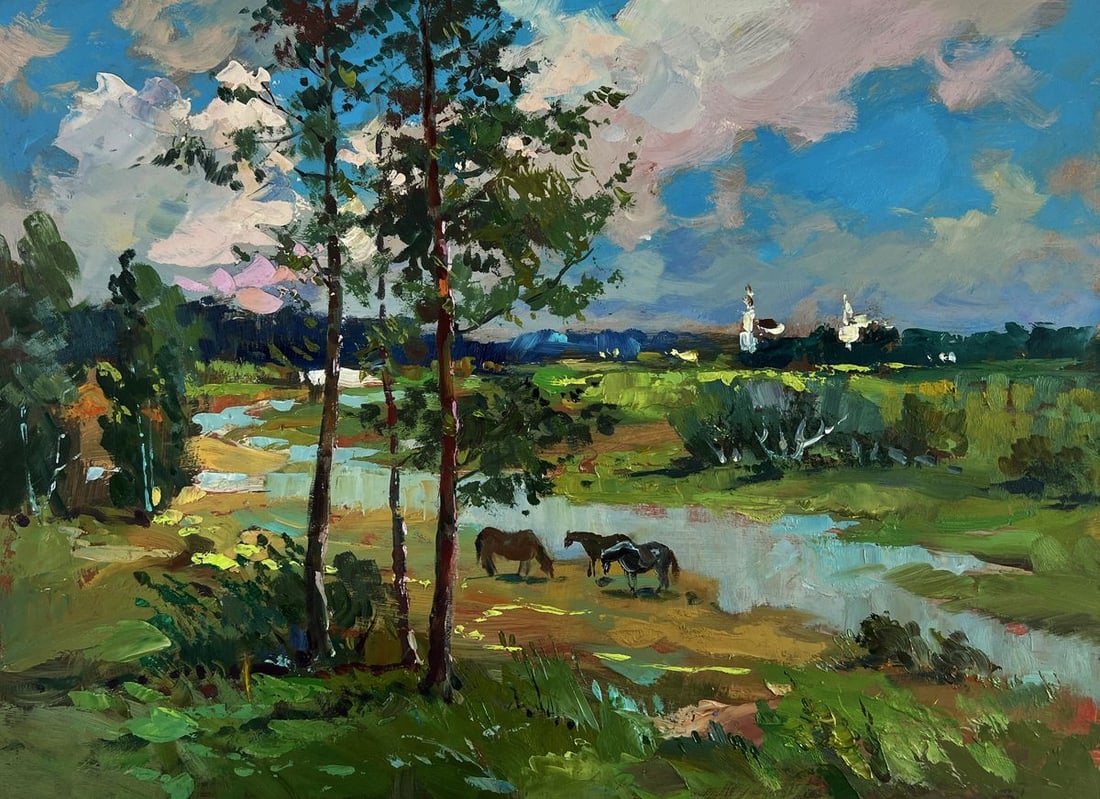 Oil painting Horses by the river Yuriy Suprunchuk - 3