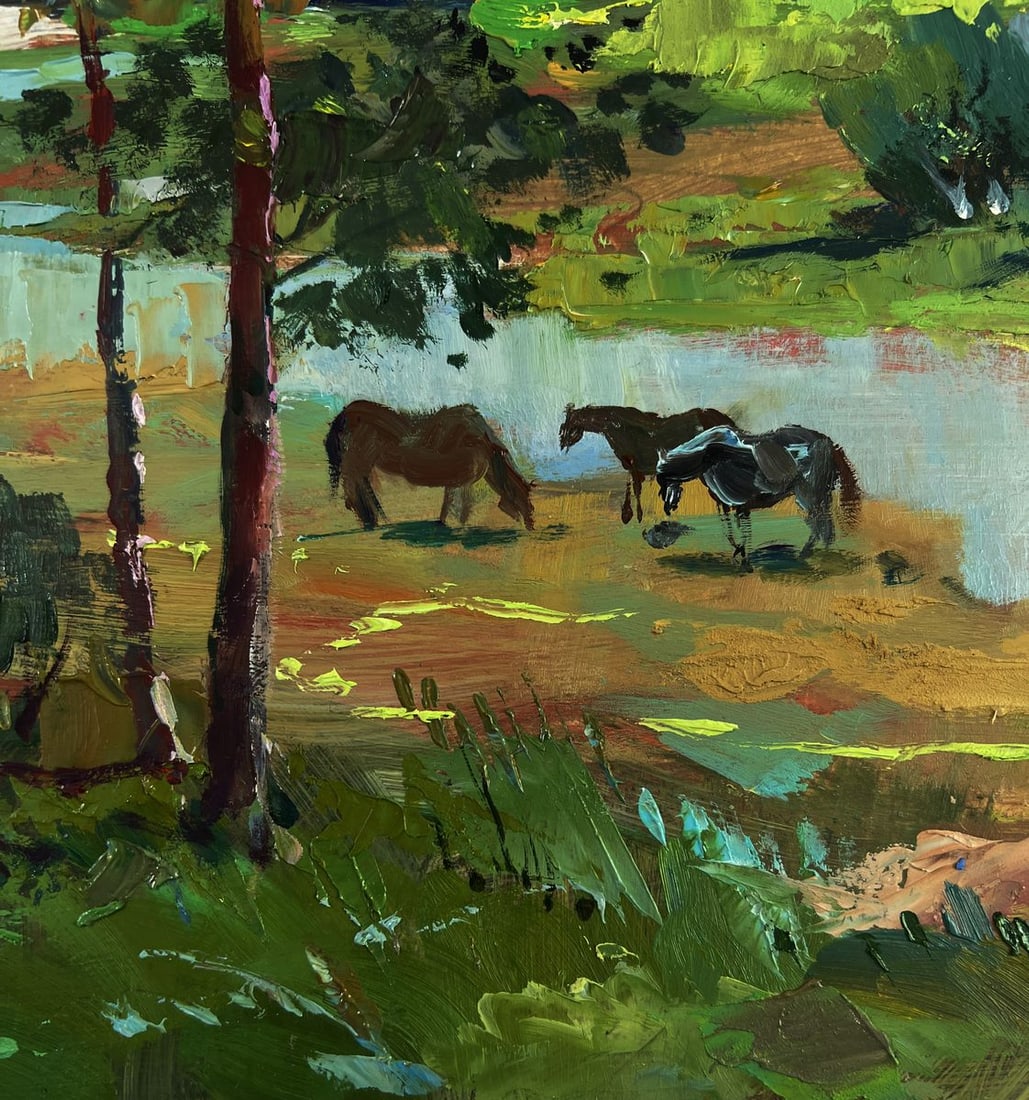 Oil painting Horses by the river Yuriy Suprunchuk - 8