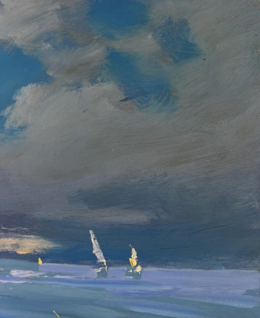 Oil painting A lonely boat on the river bank Yuriy Suprunchuk - 4