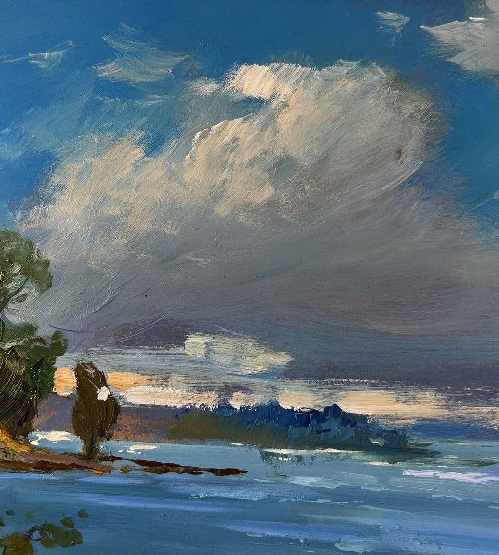 Oil painting A lonely boat on the river bank Yuriy Suprunchuk - 5