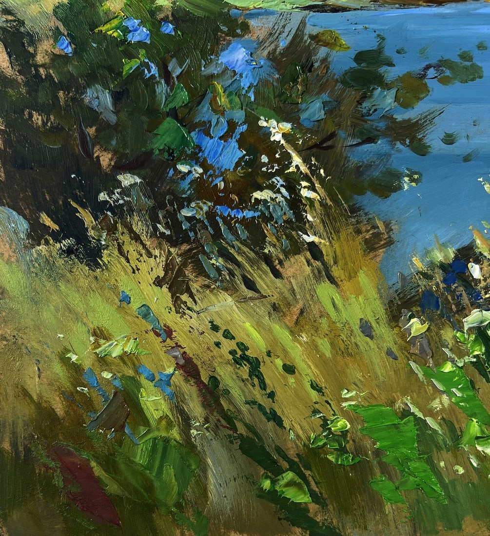 Oil painting A lonely boat on the river bank Yuriy Suprunchuk - 7