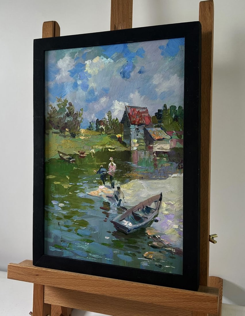 Oil painting Fishermen resting near the shore Yuriy Suprunchuk - 2