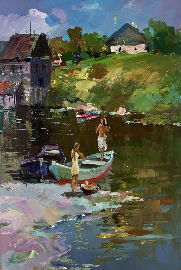 Oil painting Girls sailing in a boat Yuri Suprunchuk - 3