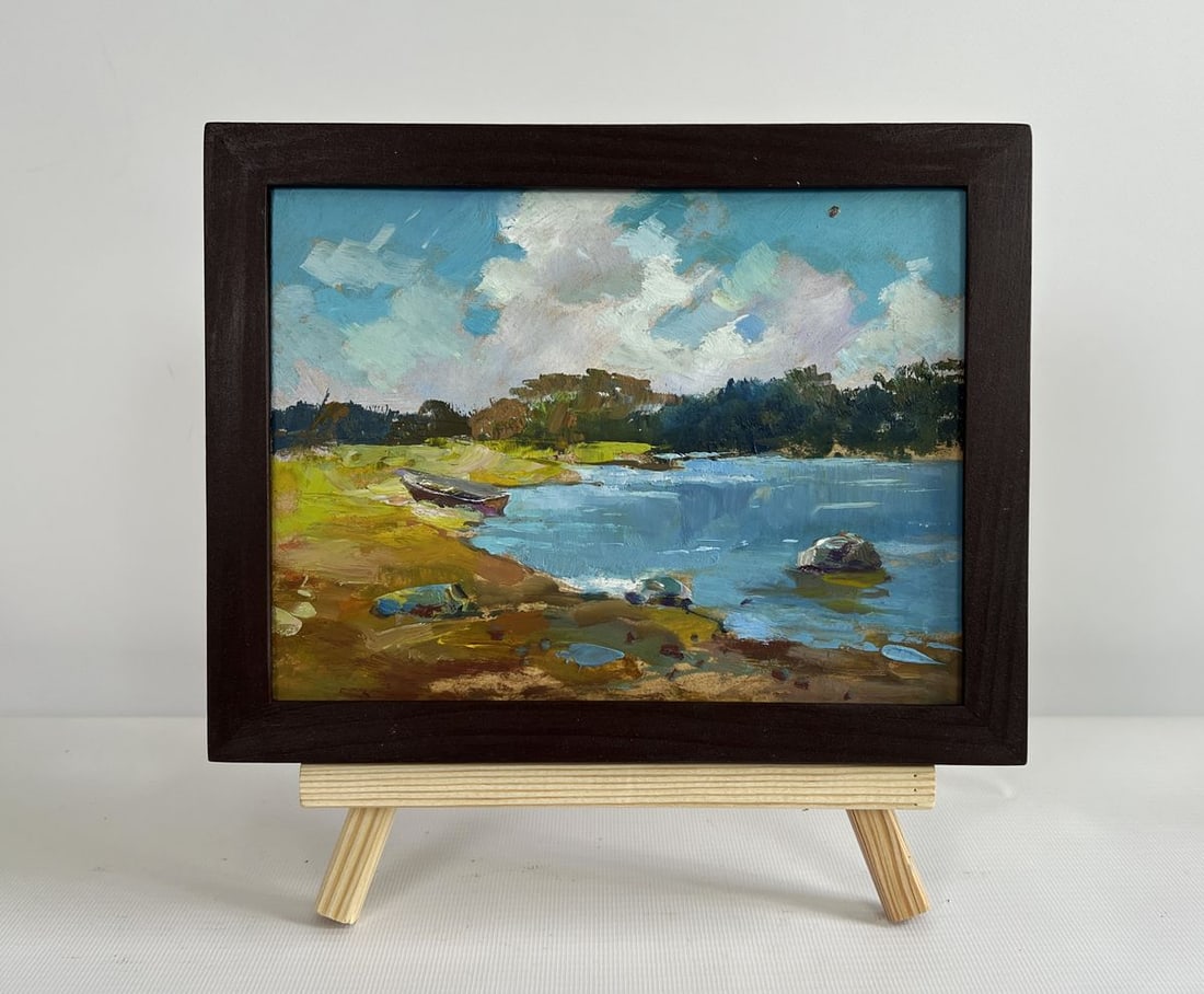 Oil painting Summer harmony of water and sky Yuriy Suprunchuk: Title: Oil painting Summer harmony of water and sky Yuriy Suprunchuk Description: NoAAA4416The painting "Summer Harmony of Water and Sky" captures the serene and delicate balance of nature, where the
