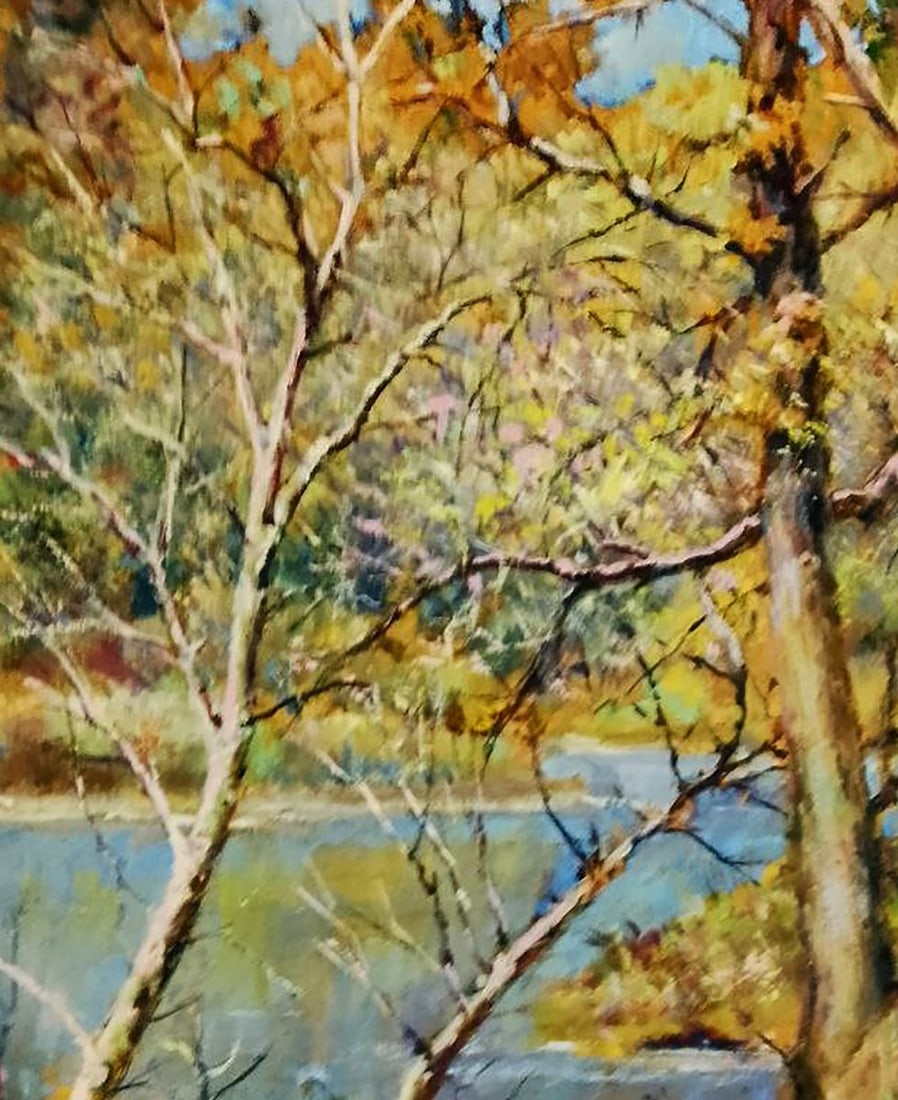 Oil painting River in the autumn forest Vitaly Duhnevich - 2
