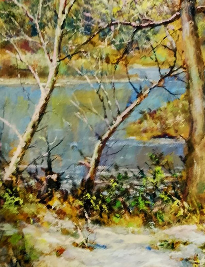 Oil painting River in the autumn forest Vitaly Duhnevich - 4