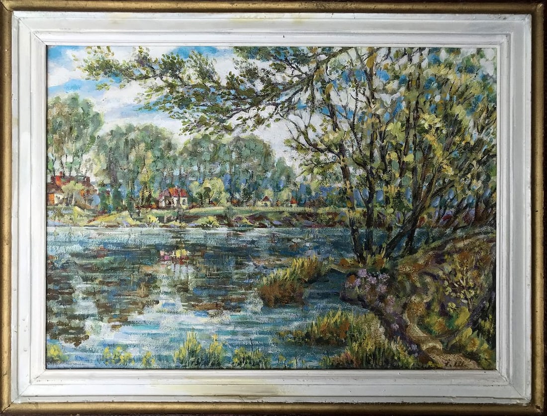 Oil painting Spring Shapoval Ivan Leontyevich: Title: Oil painting Spring Shapoval Ivan Leontyevich Description: NoAAA2997"Spring" is an exquisite oil painting that captures the essence of a serene and picturesque landscape. Within the canvas, a h