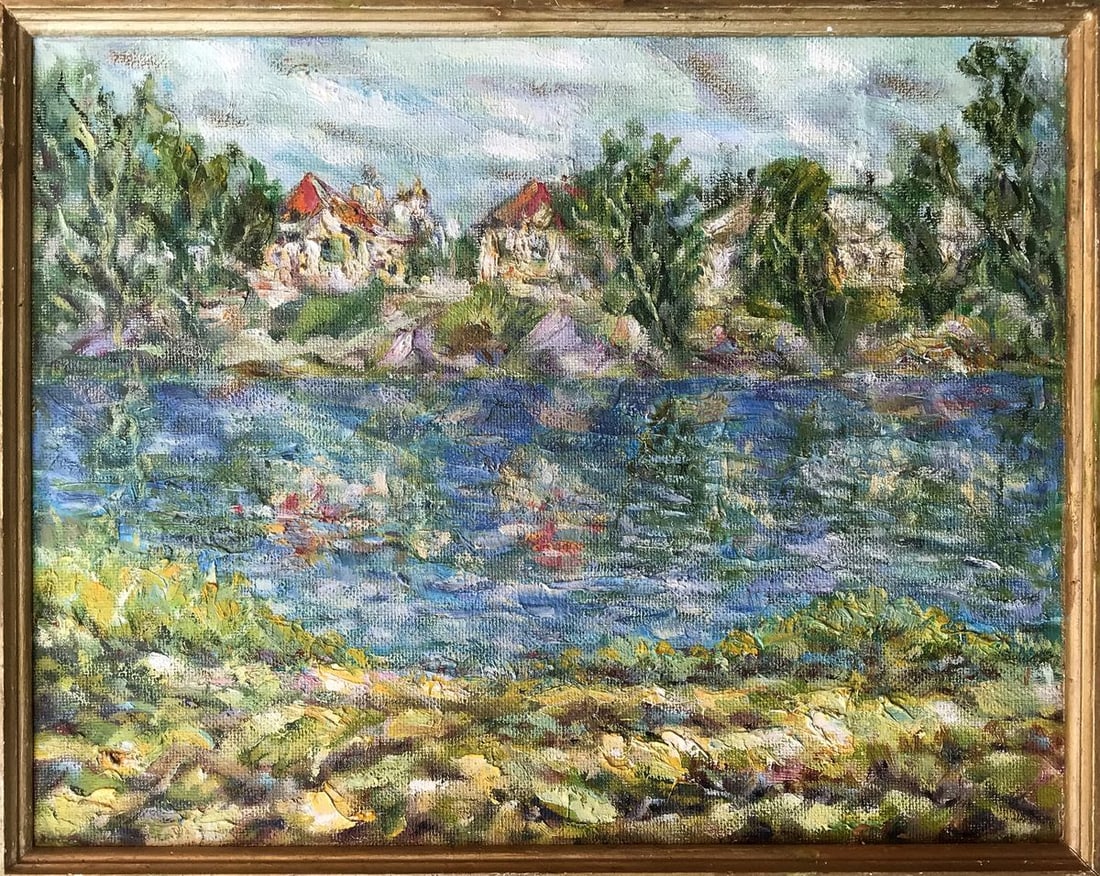 Oil painting Near the river Psel Shapoval Ivan Leontyevich: Title: Oil painting Near the river Psel Shapoval Ivan Leontyevich Description: NoAAA3007"By the River Psel" is an enchanting oil painting that captures the serene beauty of a scenic landscape. The