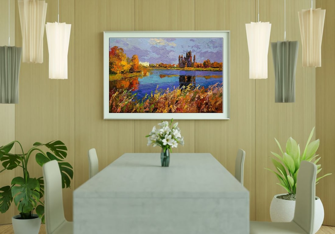 Oil painting Autumn on the river Boris Serdyuk - 3