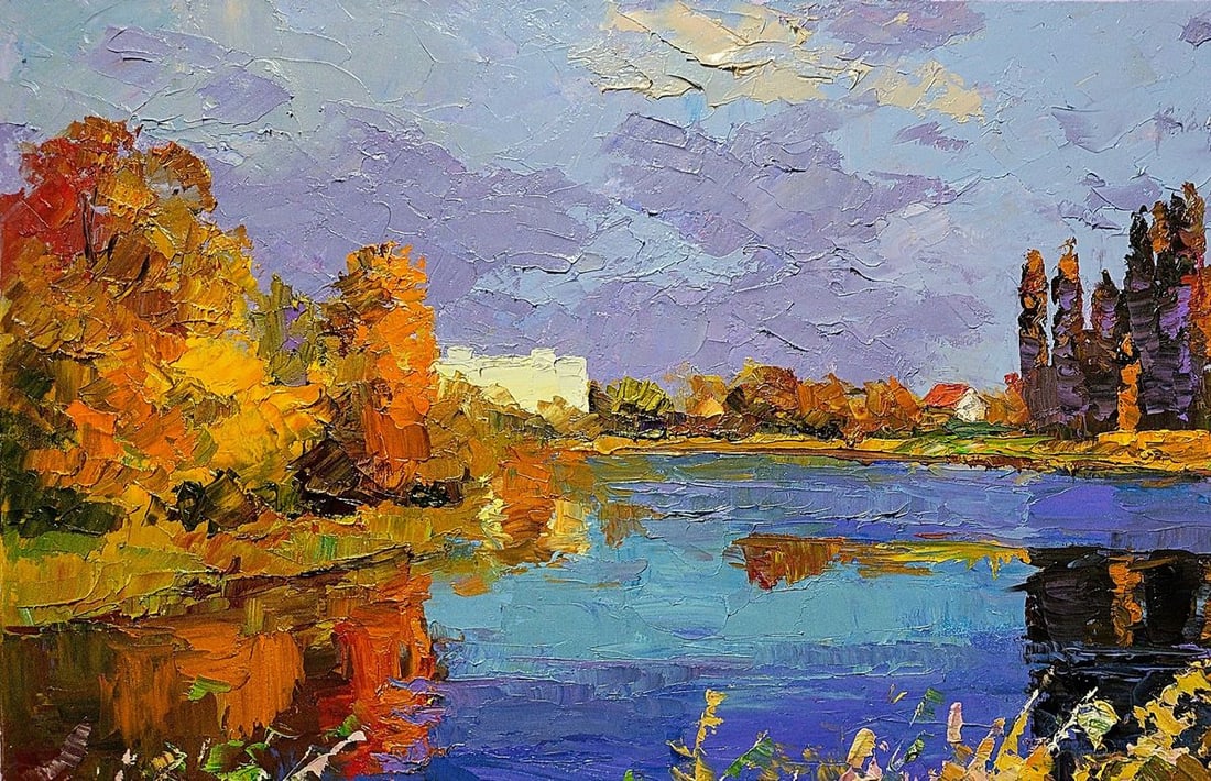Oil painting Autumn on the river Boris Serdyuk - 4