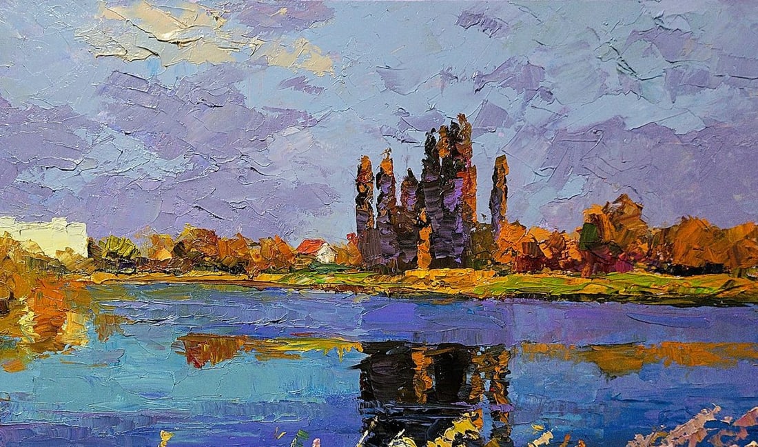 Oil painting Autumn on the river Boris Serdyuk - 5