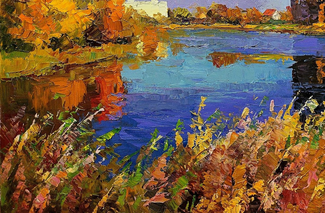 Oil painting Autumn on the river Boris Serdyuk - 6