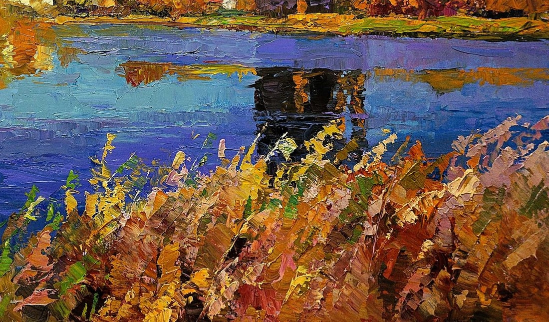 Oil painting Autumn on the river Boris Serdyuk - 7