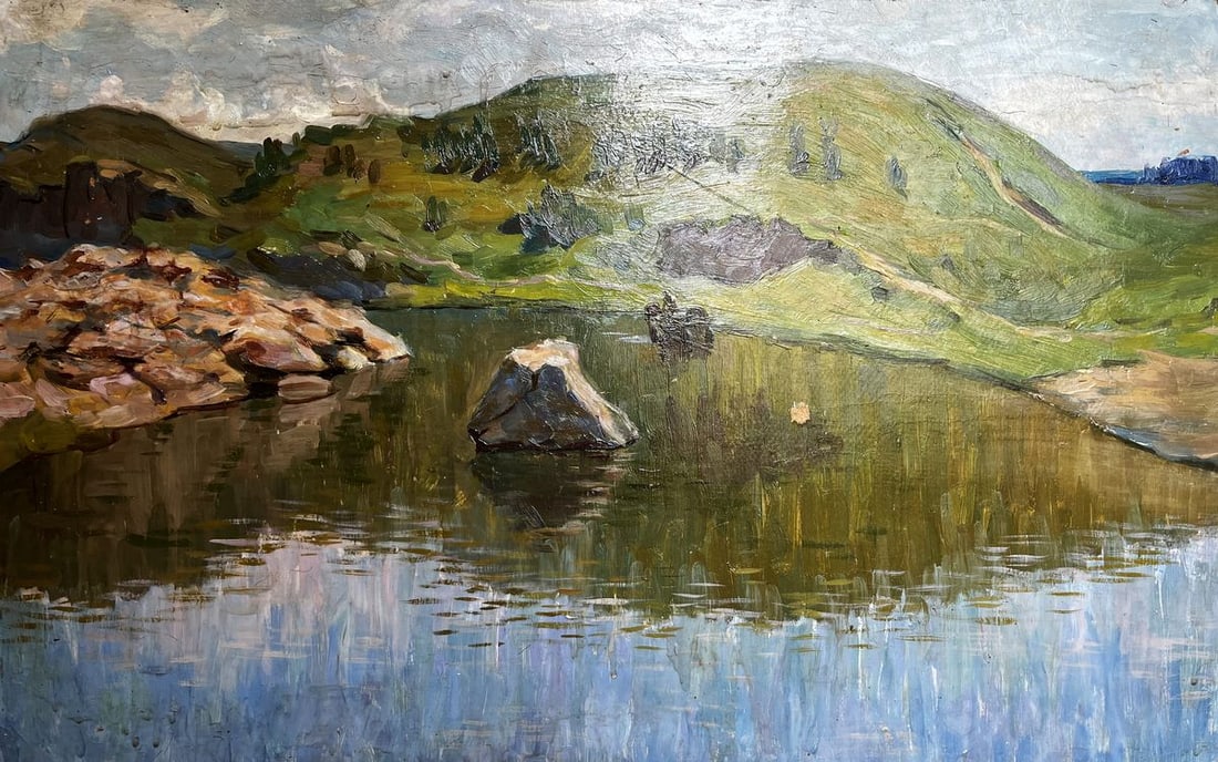 Oil painting Still water Boris Tal'ko: Title: Oil painting Still water Boris Tal'ko Description: NoGS 396 *** ABOUT THIS PAINTING *** * TITLE: "Still water" * ARTISTS: Boris Tal'ko * SIZE: 47x73 cm/'18.50x28.74 inches' * MEDIUM: oil, cardb