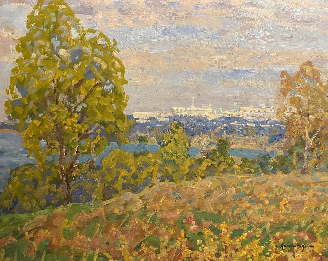 Oil painting Outskirts of Zaporozhye Georgy Kolosovsky: Title: Oil painting Outskirts of Zaporozhye Georgy Kolosovsky Description: NoGS 415 *** ABOUT THIS PAINTING *** * TITLE: "Outskirts of Zaporozhye" * ARTISTS: Georgy Kolosovsky * SIZE: 40x50 cm/'15.74x