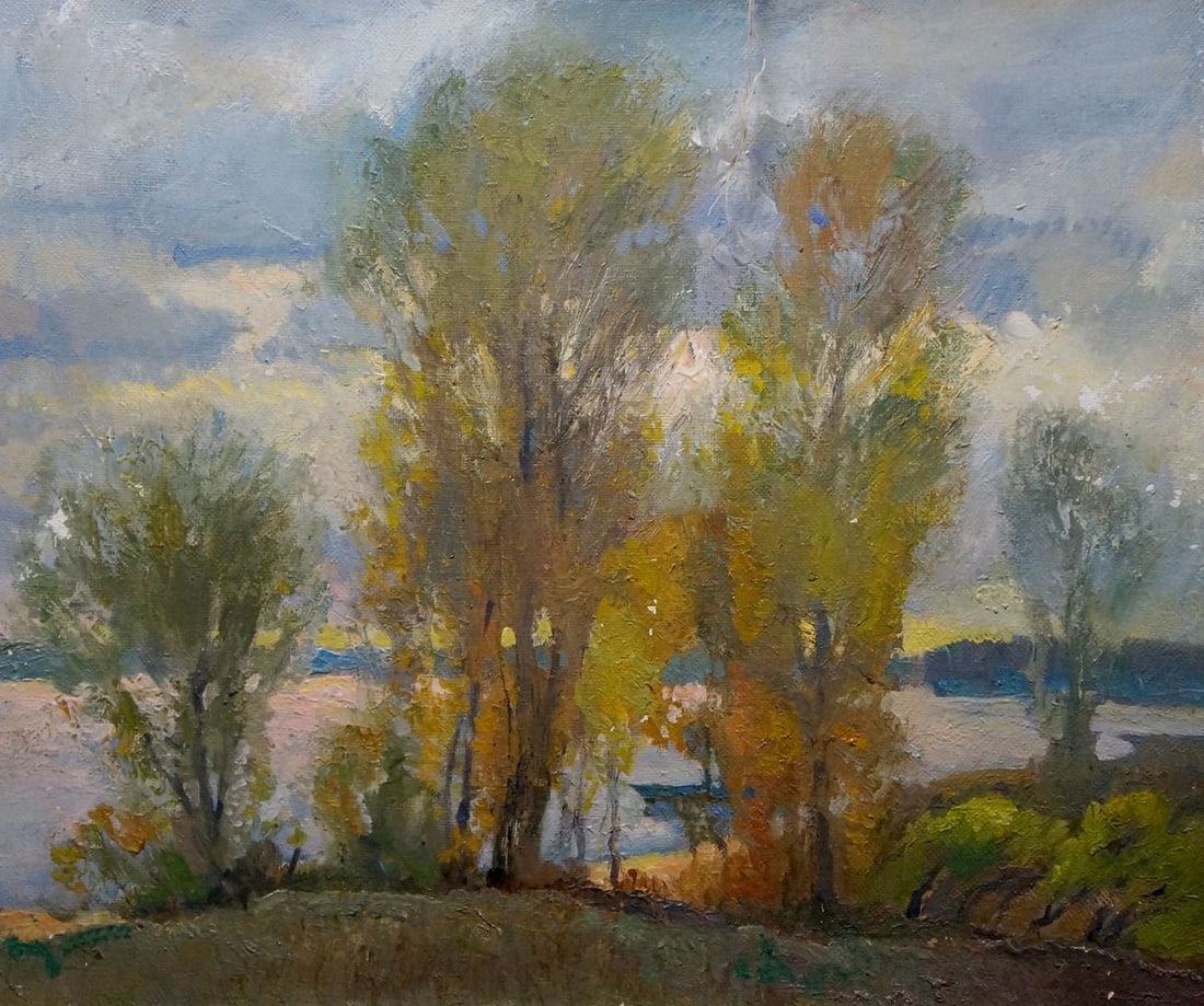Oil painting Autumn landscape Minka Alexander Fedorovich: Title: Oil painting Autumn landscape Minka Alexander Fedorovich Description: NoVerns 1005 *** ABOUT THIS PAINTING *** * TITLE: "Autumn landscape" * ARTISTS: Mynka (Minka) Alexander Fedorovich * SIZE: