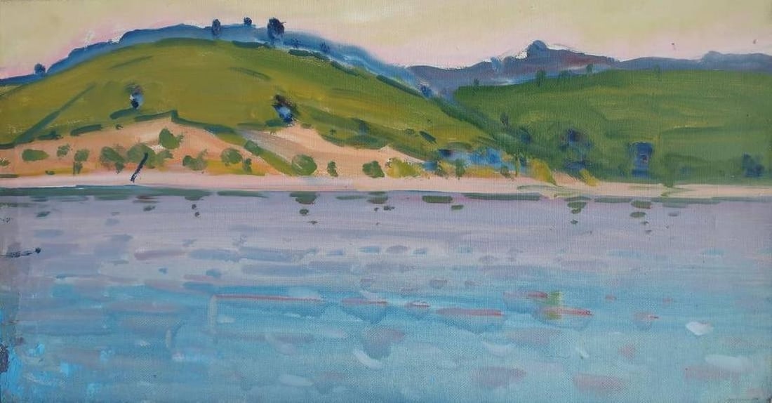 Oil painting Landscape Tyukha I.: Title: Oil painting Landscape Tyukha I. Description: NoPol 46 * TITLE: "Landscape" * ARTISTS: Tyukha I. * SIZE: 40x75 cm/'16x29 inches' * MEDIUM: oil, canvas * HAND PAINTED: Original painting from our