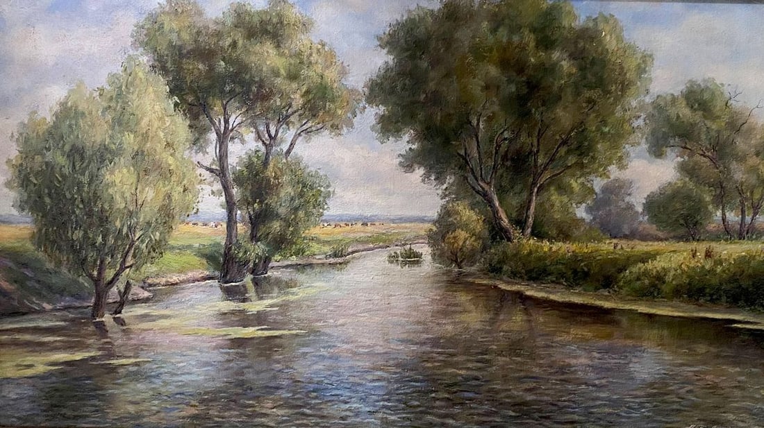 Oil painting On the river Litvinov Arkady Petrovich: Title: Oil painting On the river Litvinov Arkady Petrovich Description: NoLitv 152 *** ABOUT THIS PAINTING *** * TITLE: "On the river" * ARTISTS: Litvinov Arkady Petrovich * SIZE: 59x33.5 cm/'23.22x13