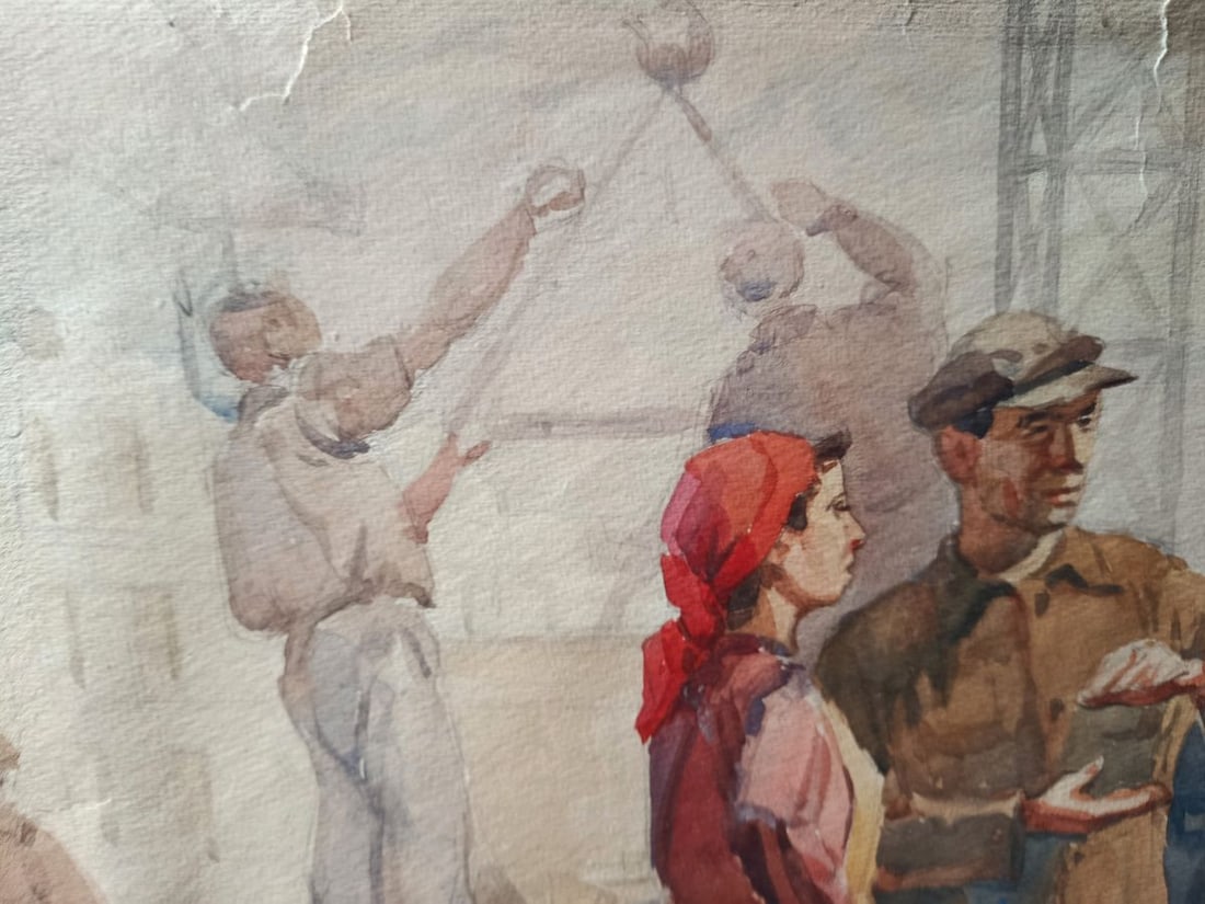 Watercolor painting Daytime construction Unknown artist - 7